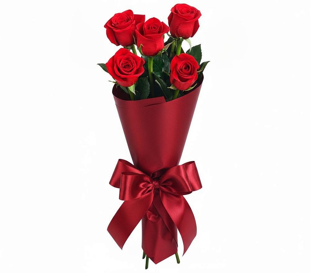 Букет 5 Красных роз Эдлесс Лав в Нижнеангарск