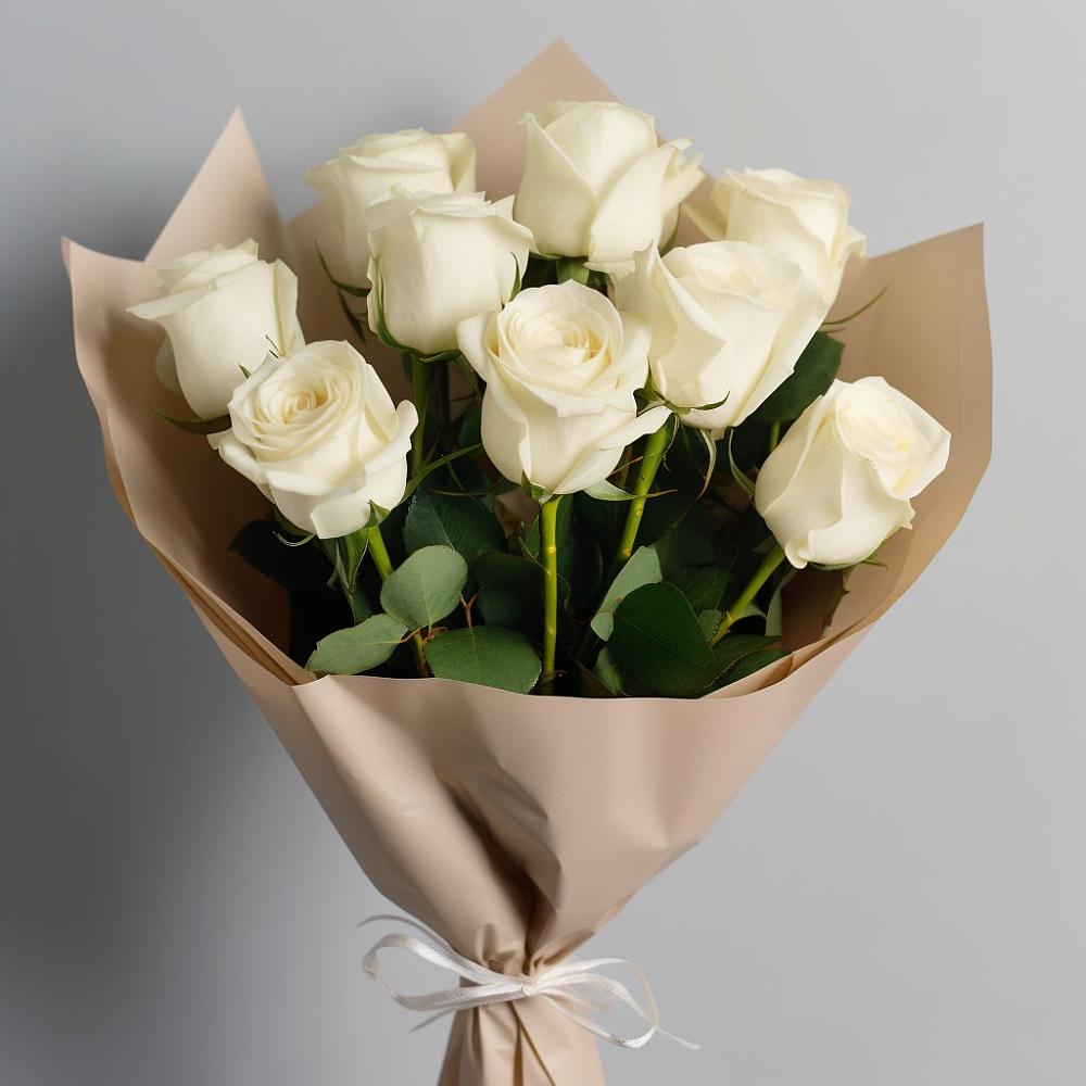 Букет 9 Белых роз Эдлесс Лав в Нижнеангарск