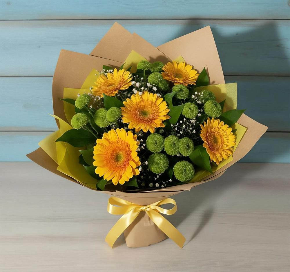 Букет цветов из: Герберы и Хризантемы в Нижнеангарск