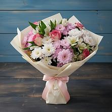 Букет цветов из:  Хризантемы, Альстромерии и Розы #REPLACE_PRED# Нижнеангарск