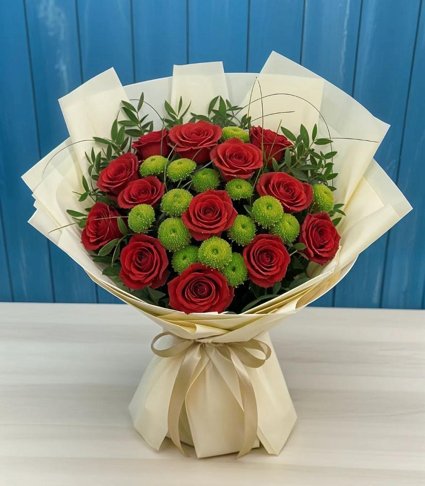 Букет цветов из: Розы и Хризантемы в Нижнеангарск